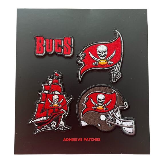 Tampa Bay Buccaneers Bucs Ship Helmet Flag Logo Adhesive Patches Pack of 4 NEW - Picture 4 of 9
